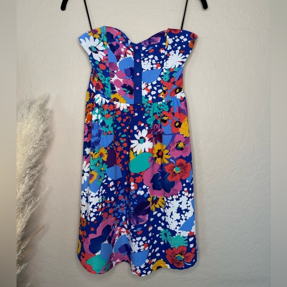 O’Neill Floral Print Strapless Knee Length Dress, size S - Picture 1 of 14